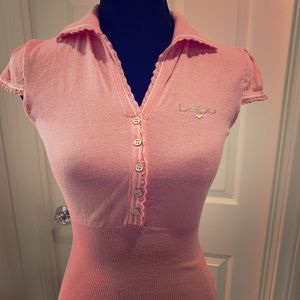 Bebe pink fitted polo